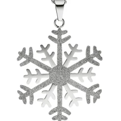 Collier Kette mit Anhänger Schneeflocke mit Glitzern, Edelstahl bicolor, 42cm