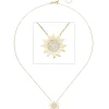 Collier Kette mit Anhänger Sonne aus 333 Gold Gelbgold mit 37 Zirkonia 42-45cm