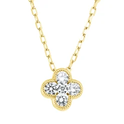 Collier Kleeblatt 750 Gelbgold 4 Brillanten 0,23ct TW-SI 1 Brillant 0,01ct TW-SI