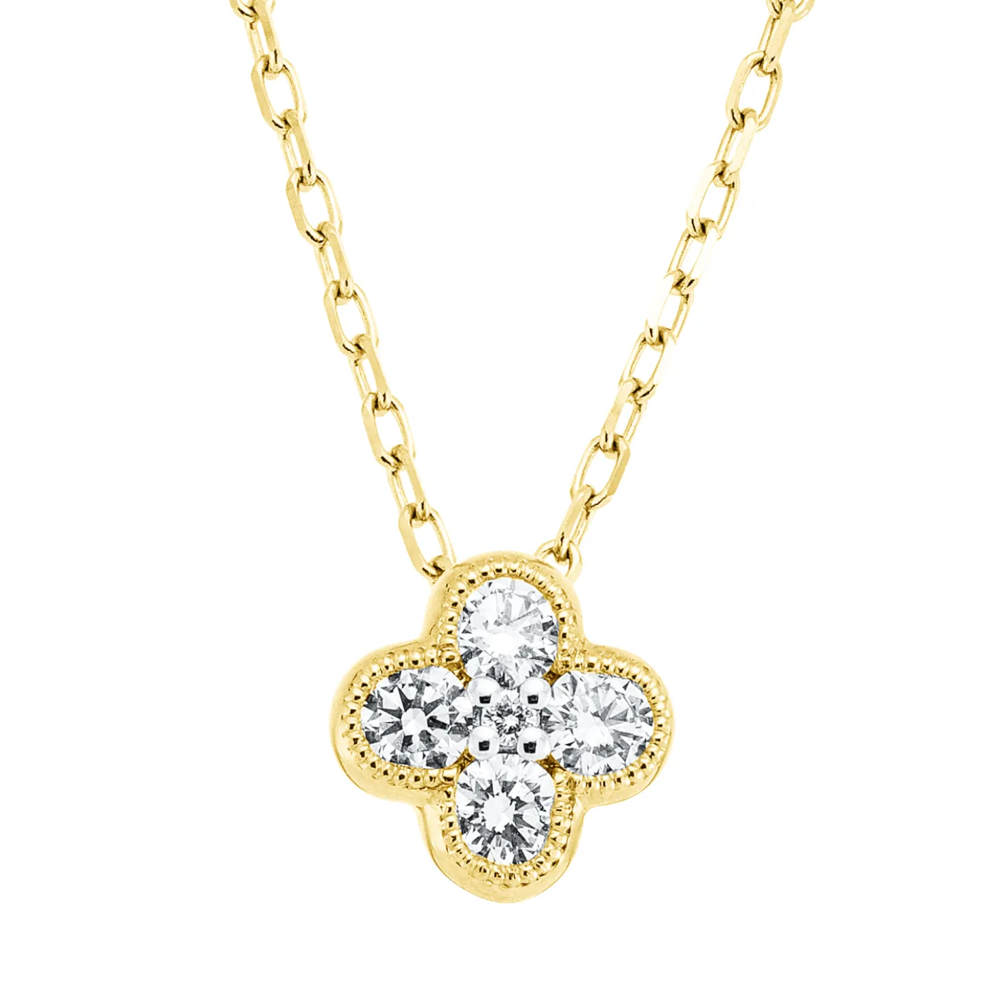 Collier Kleeblatt 750 Gelbgold 4 Brillanten 0,23ct TW-SI 1 Brillant 0,01ct TW-SI