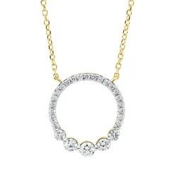 Collier Kreis aus 750 Gelbgold 26 Diamanten 0,3ct TW-SI L:45cm Fassung rhodiniert
