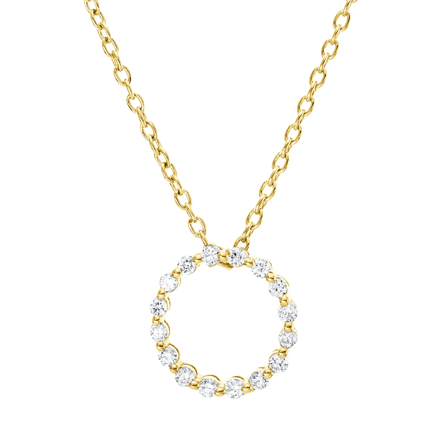 Collier Kreis aus 750 Gold Gelbgold 16 Brillanten 0,17ct F-SI L:45,7cm