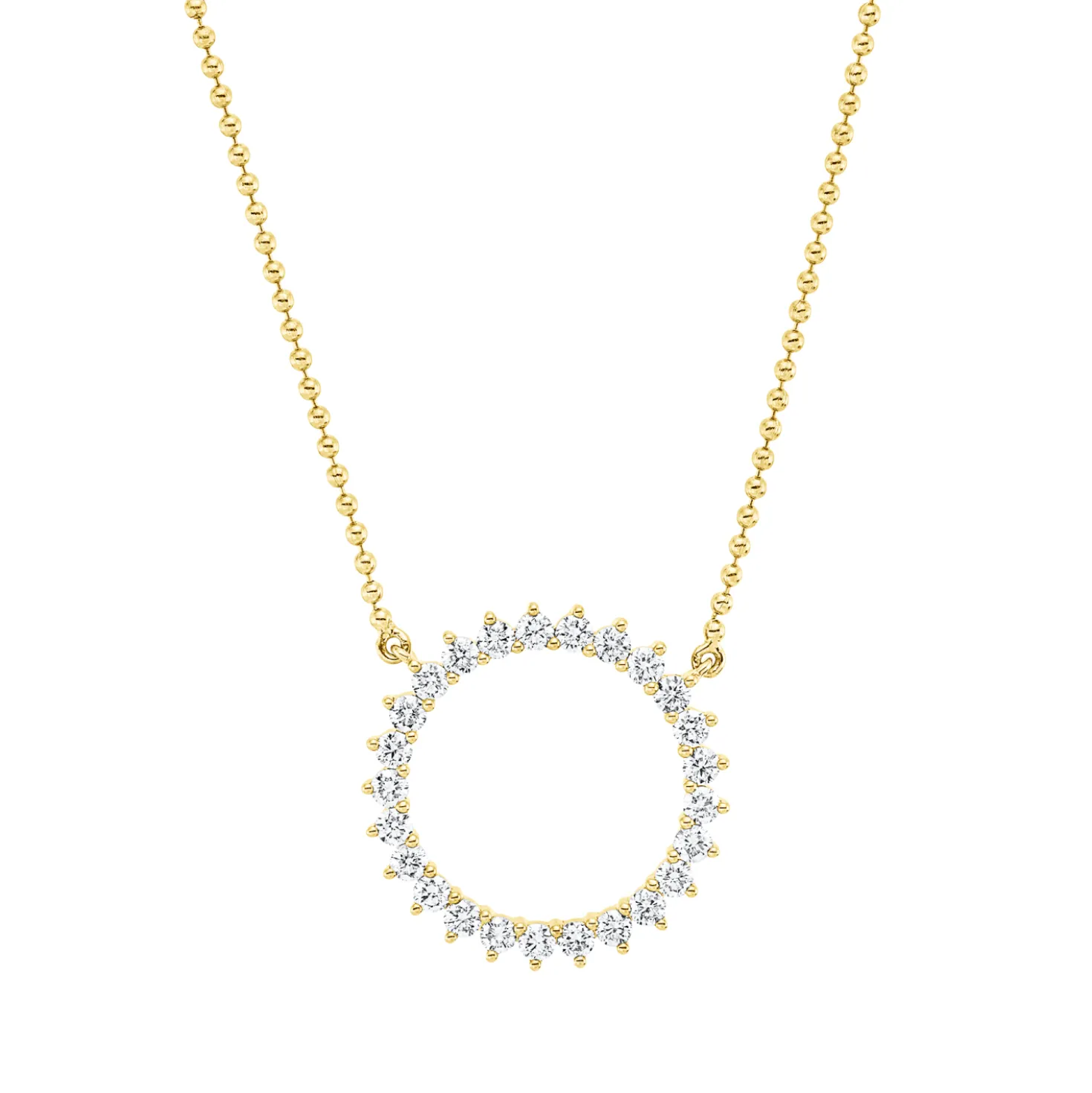 Collier Kreis aus 750 Gold Gelbgold 25 Brillanten 0,44ct I-SI L:45cm