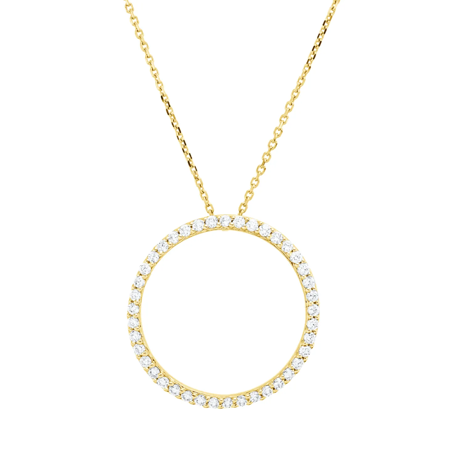Collier Kreis aus 750 Gold Gelbgold 41 Brillanten 0,27ct TW-SI L:45cm