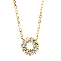 Collier Kreis aus 750 Gold Gelbgold 11 Brillanten 0,07ct TW-SI L:45,7cm