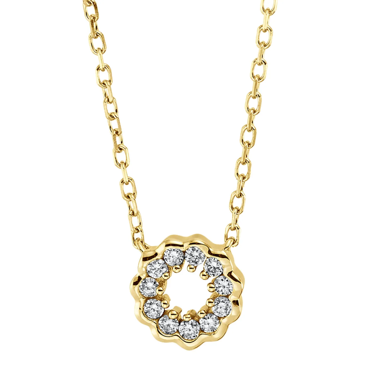 Collier Kreis aus 750 Gold Gelbgold 11 Brillanten 0,07ct TW-SI L:45,7cm
