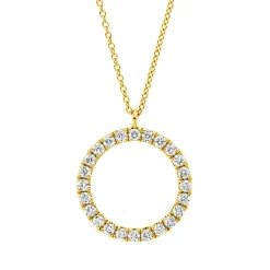 Collier Kreis aus 750 Gold Gelbgold 24 Brillanten 0,2ct TW-SI L:45cm