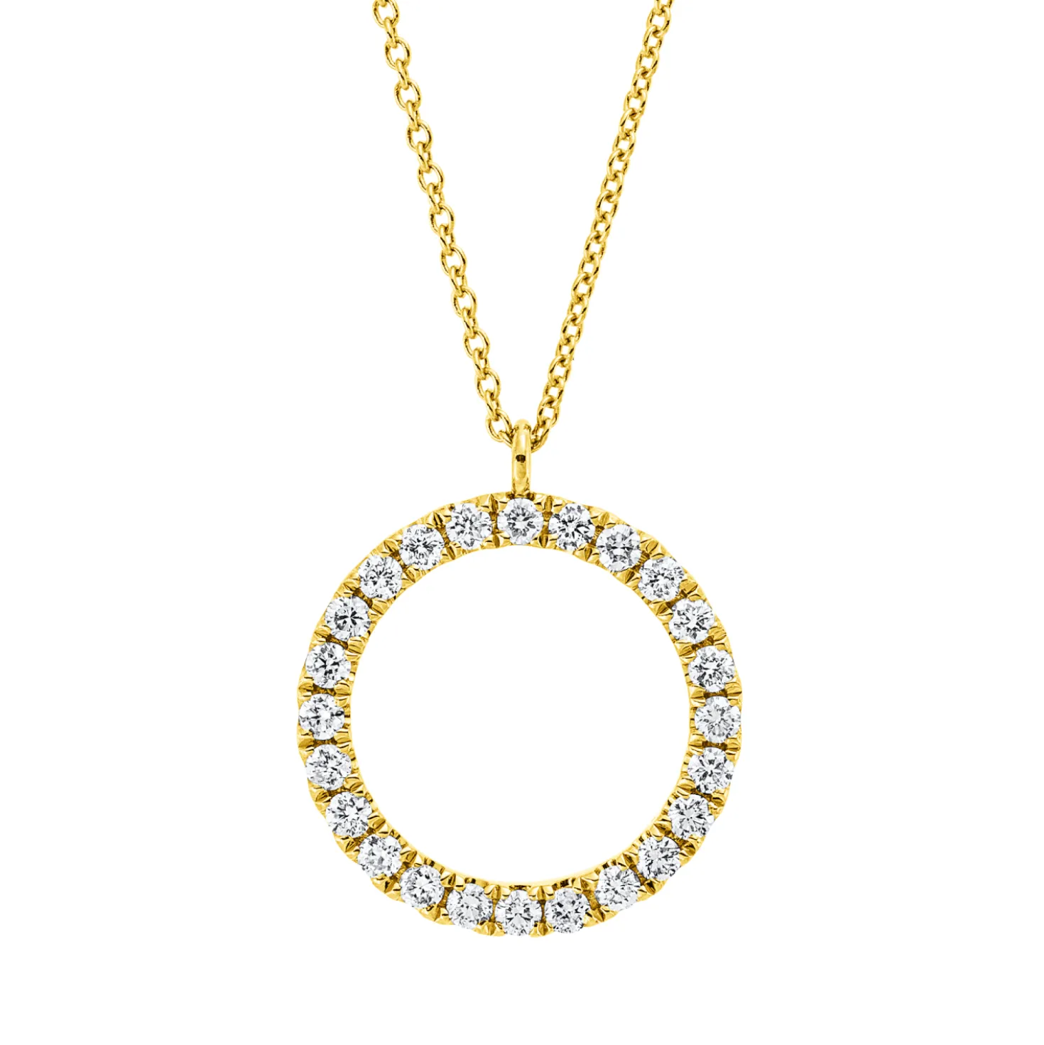 Collier Kreis aus 750 Gold Gelbgold 24 Brillanten 0,2ct TW-SI L:45cm