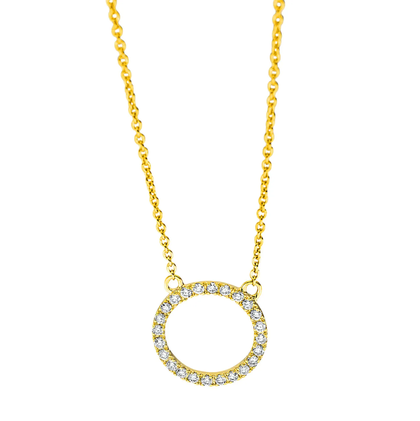 Collier Kreis aus 750 Gold Gelbgold 24 Brillanten 0,11ct TW-SI L:45cm