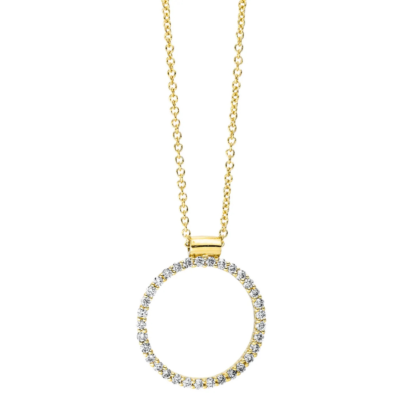 Collier Kreis aus 750 Gold Gelbgold 33 Brillanten 0,27ct TW-SI L:42cm