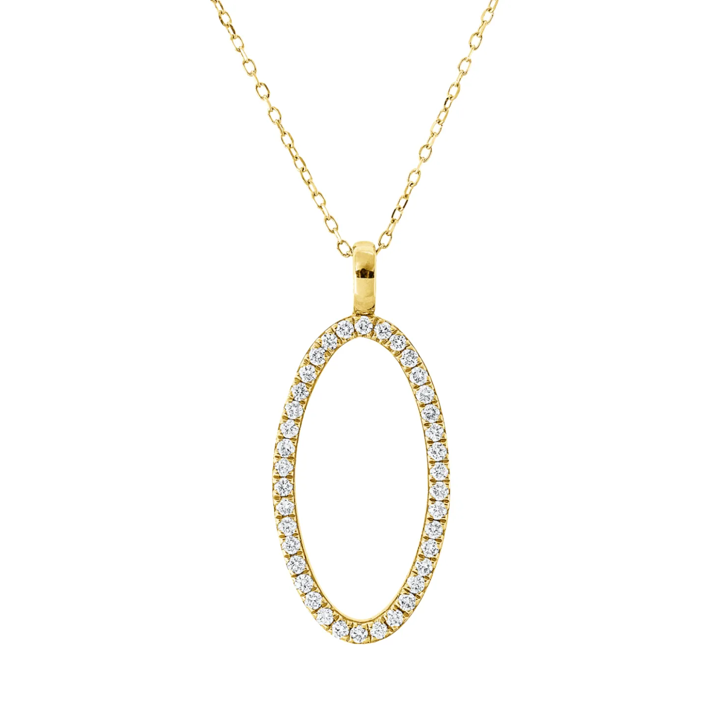 Collier Kreis aus 750 Gold Gelbgold 37 Diamanten 0,19ct TW-SI L:45cm