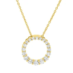 Collier Kreis aus 750 Gold Gelbgold 18 Diamanten 0,49ct TW-SI L:45cm