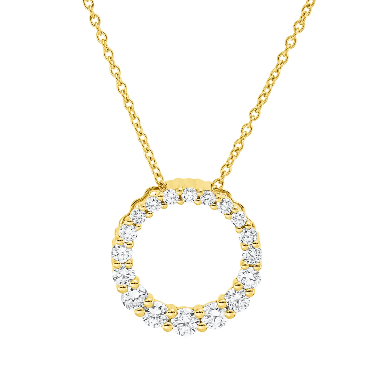 Collier Kreis aus 750 Gold Gelbgold 18 Diamanten 0,49ct TW-SI L:45cm