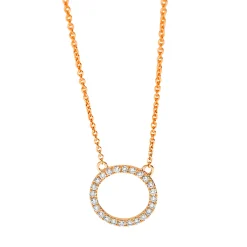 Collier Kreis aus 750 Gold Rotgold 24 Brillanten 0,11ct TW-SI L:45cm