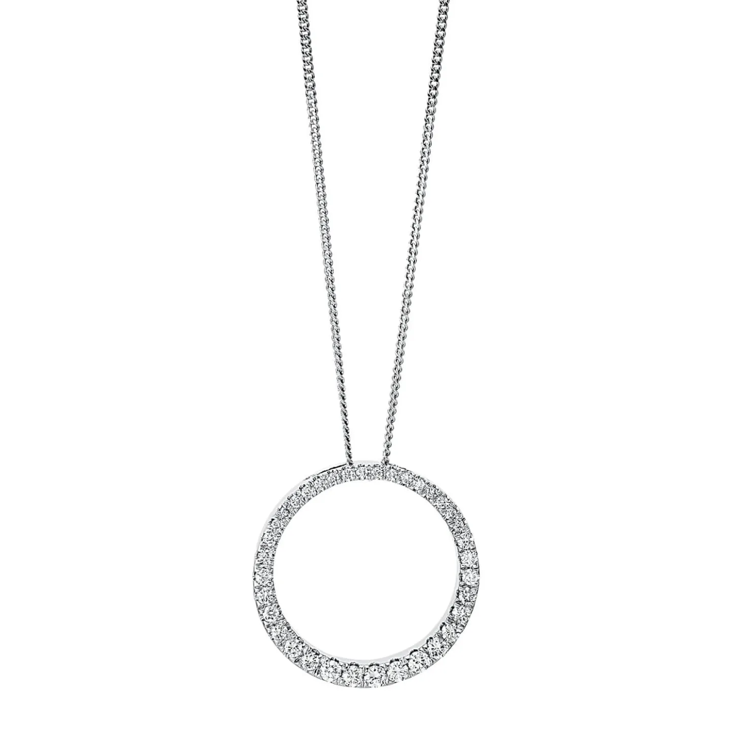 Collier Kreis aus 750 Gold Weißgold 36 Brillanten 0,35ct TW-SI L:43cm