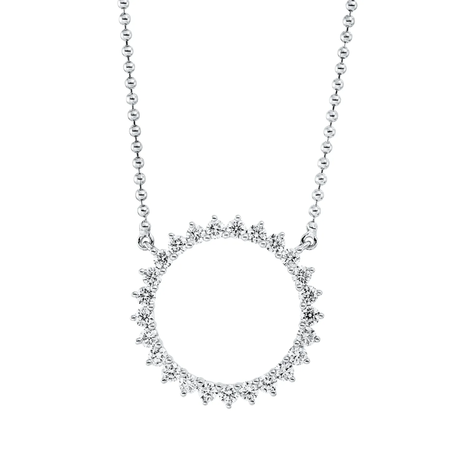 Collier Kreis aus 750 Gold Weißgold 25 Brillanten 0,43ct TW-SI L:45,7cm