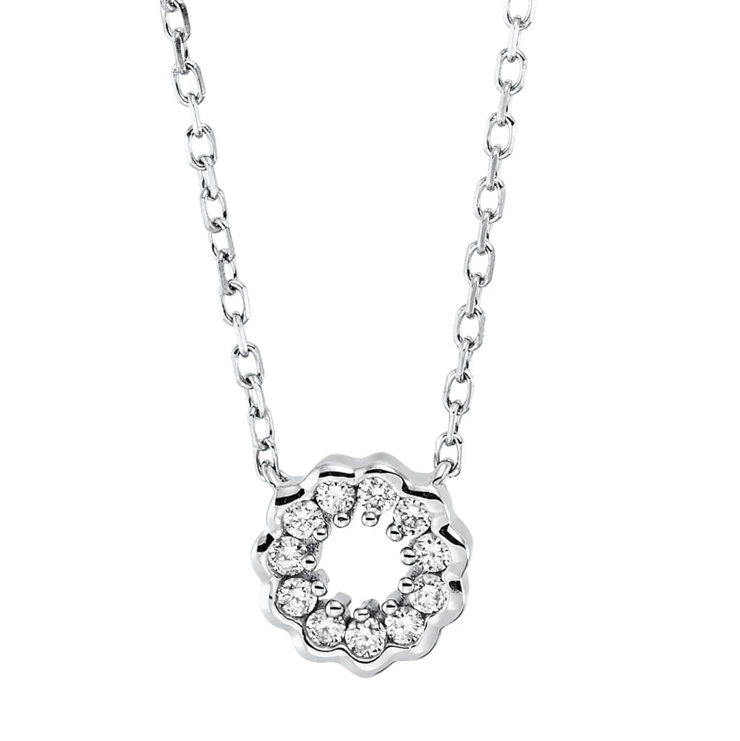 Collier Kreis aus 750 Gold Weißgold 11 Brillanten 0,07ct TW-SI L:45,7cm