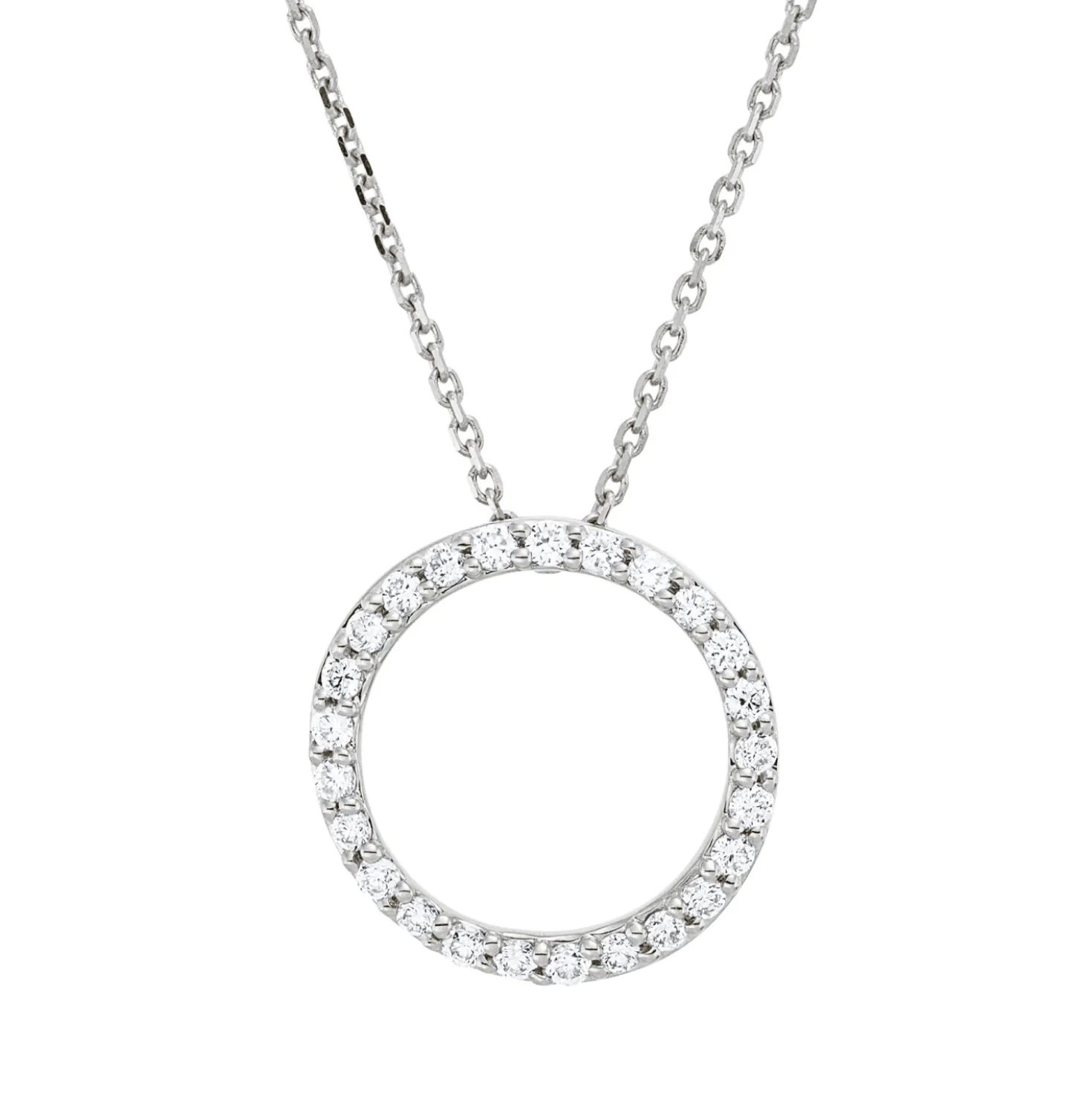 Collier Kreis aus 750 Gold Weißgold 25 Brillanten 0,15ct TW-SI L:45cm