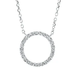 Collier Kreis aus 750 Gold Weißgold 25 Brillanten 0,15ct TW-SI L:45cm