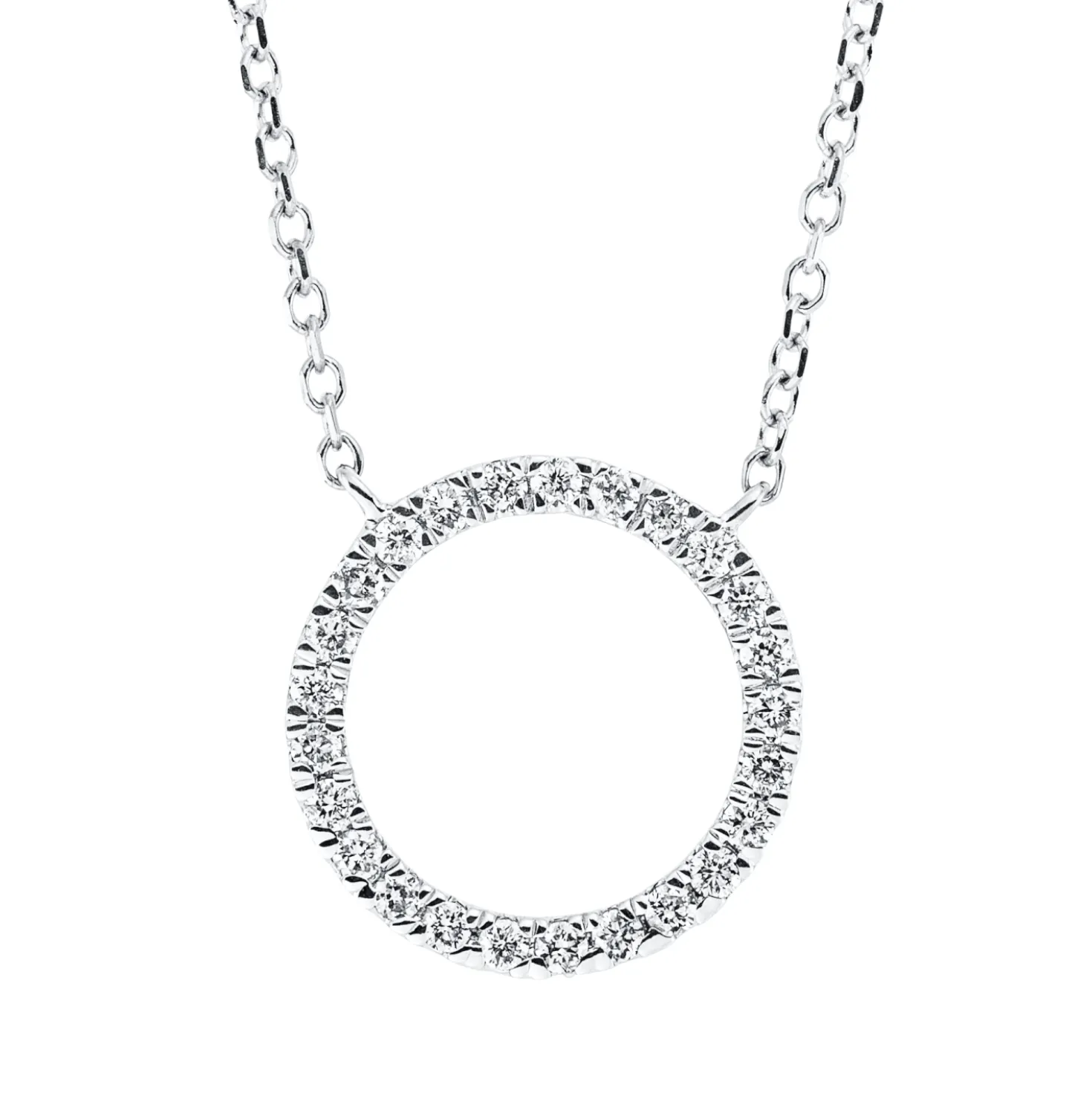 Collier Kreis aus 750 Gold Weißgold 25 Brillanten 0,15ct TW-SI L:45cm