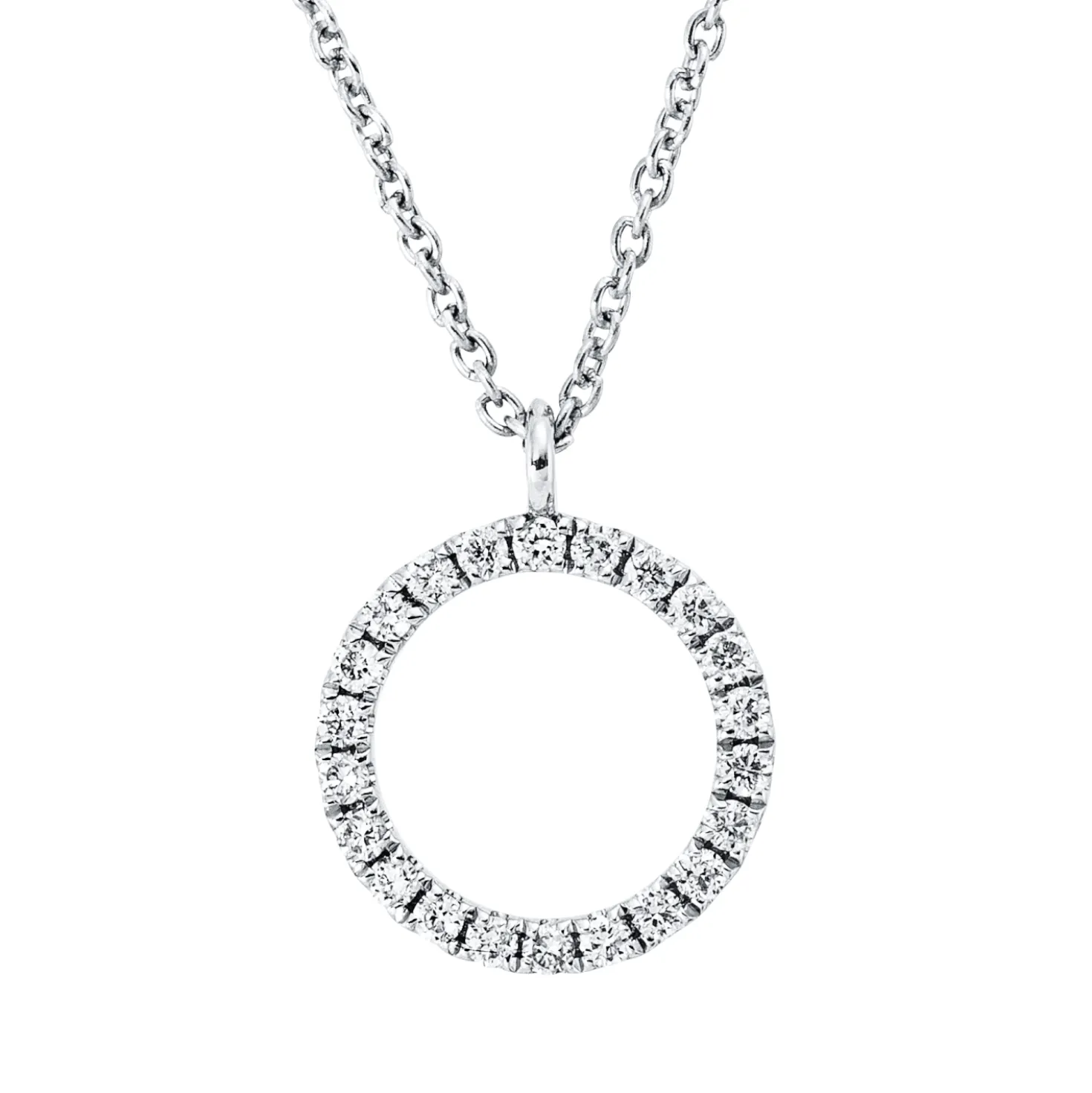 Collier Kreis aus 750 Gold Weißgold 22 Brillanten 0,07ct TW-SI L:45cm