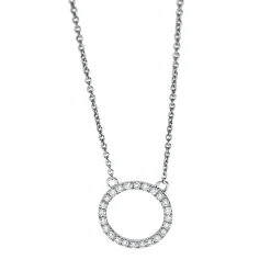 Collier Kreis aus 750 Gold Weißgold 24 Brillanten 0,11ct TW-SI L:45cm