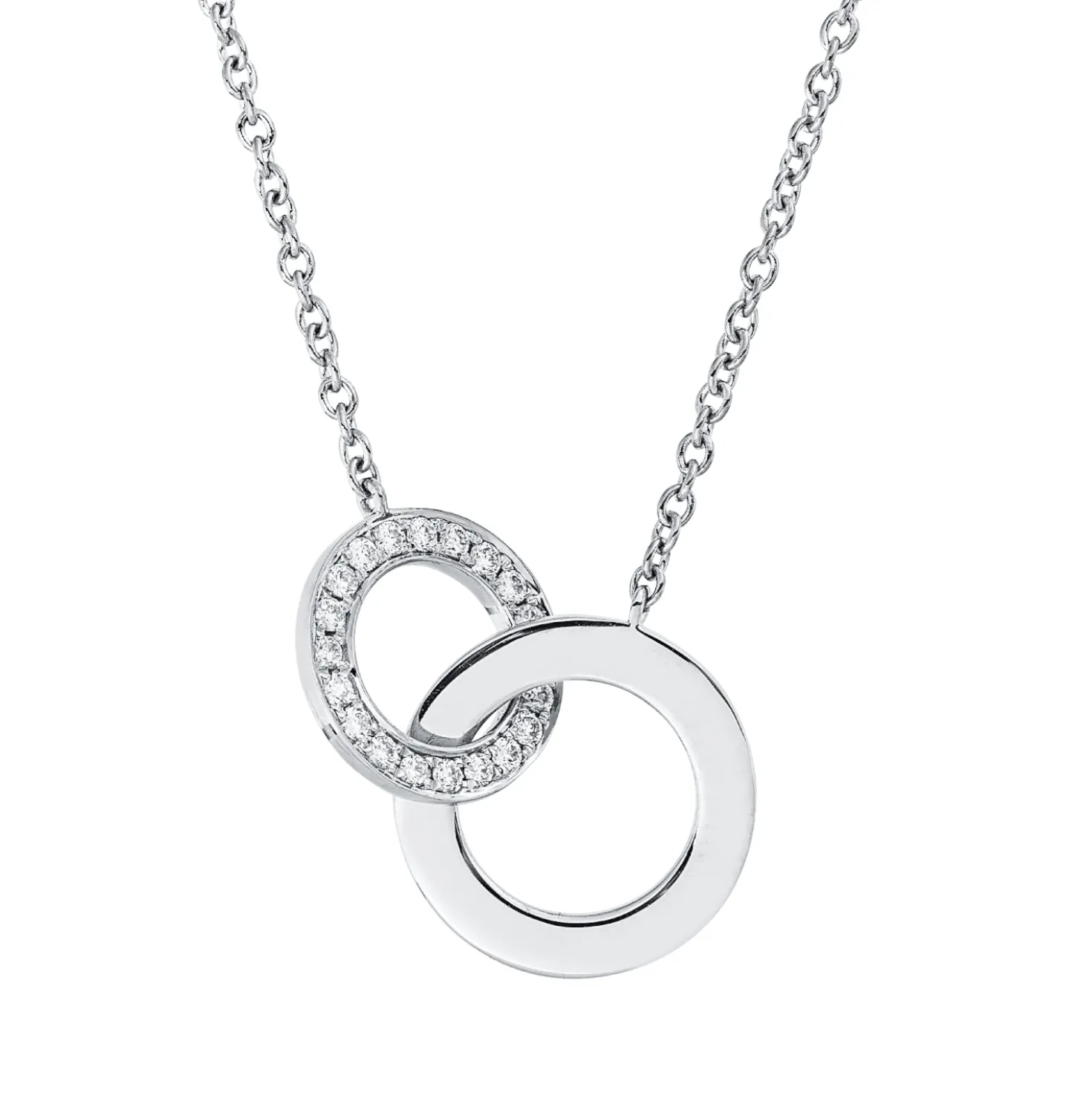 Collier Kreis aus 750 Gold Weißgold 20 Brillanten 0,15ct TW-SI L:45cm