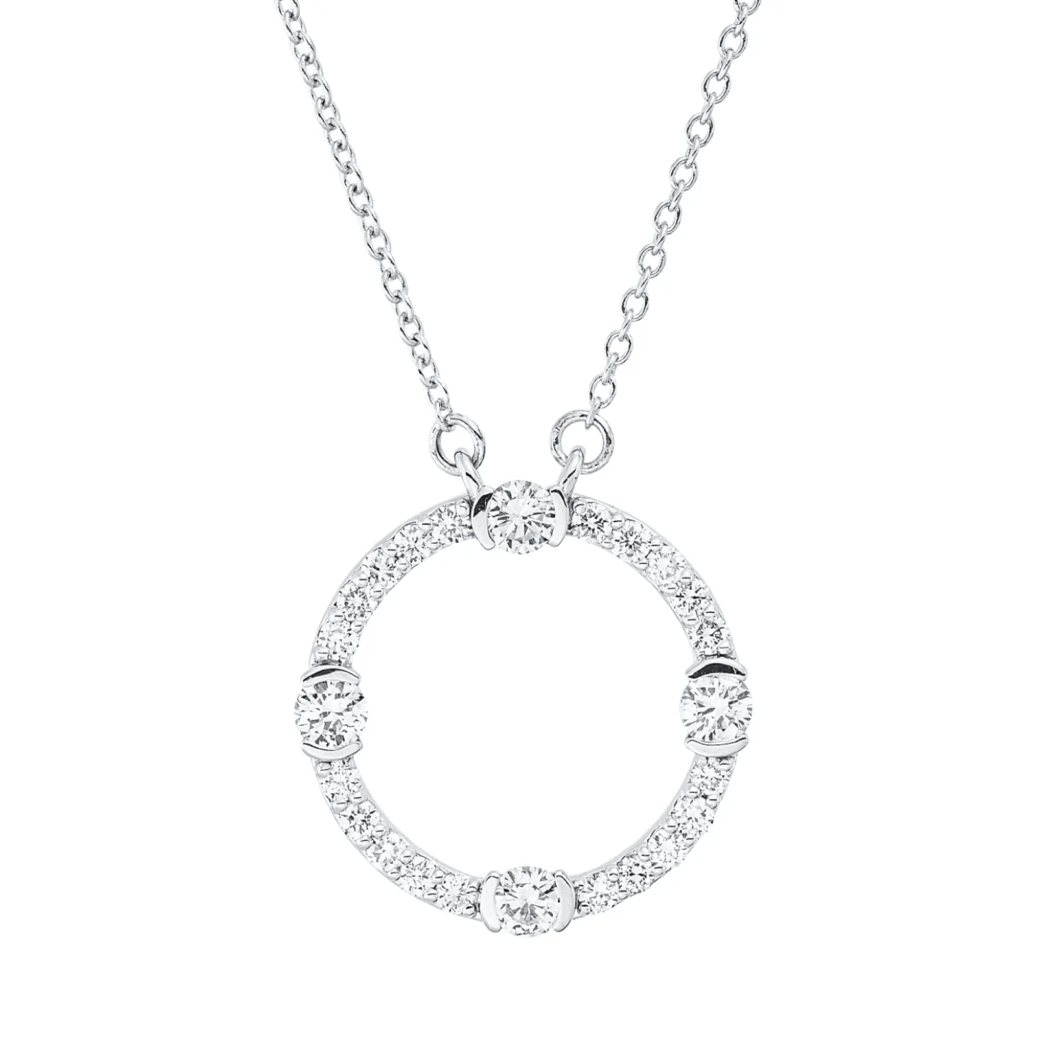 Collier Kreis aus 750 Gold Weißgold 24 Brillanten 0,48ct TW-SI L:45,7cm