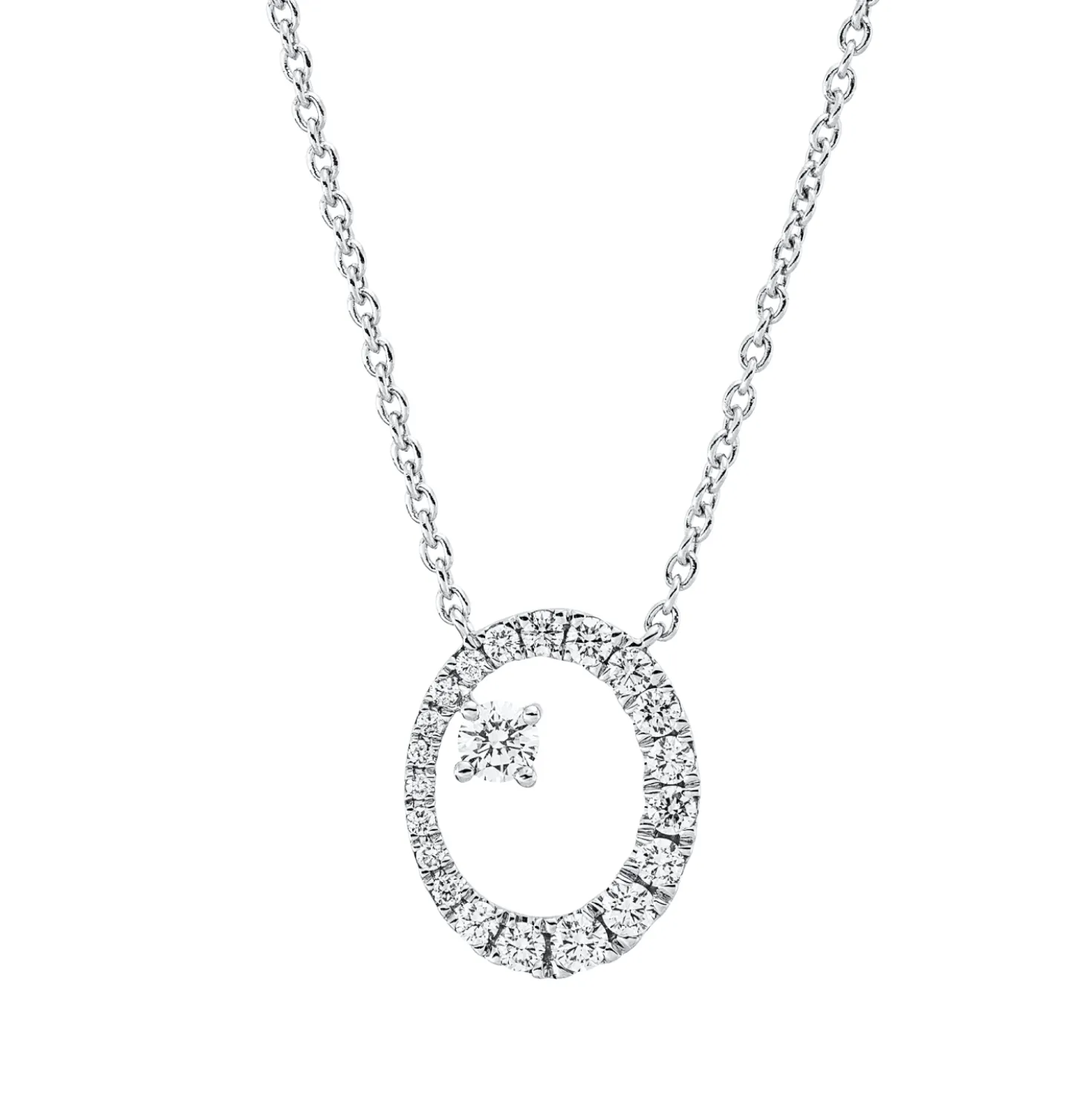 Collier Kreis aus 750 Gold Weißgold 23 Brillanten 0,32ct TW-VSI L:45cm