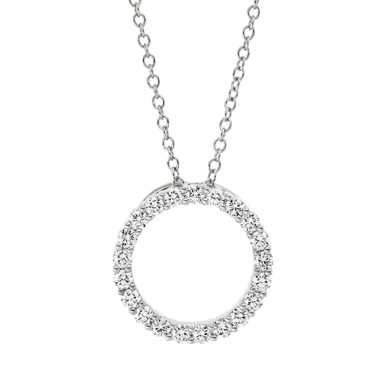 Collier Kreis aus 750 Gold Weißgold 21 Brillanten 0,58ct TW-VSI L:45cm