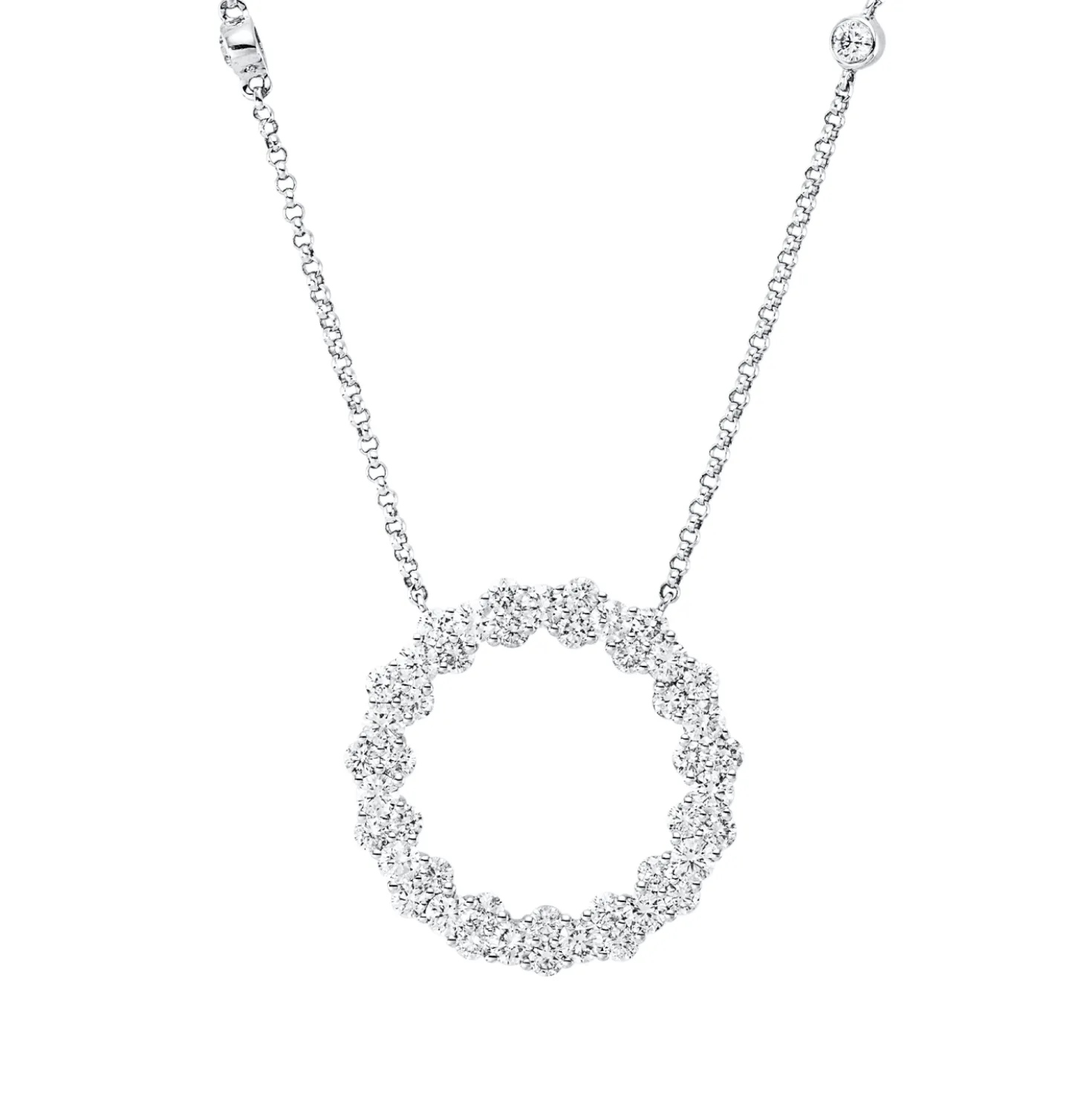 Collier Kreis aus 585 Gold Weißgold 49 Diamanten 1,35ct L:45,7cm