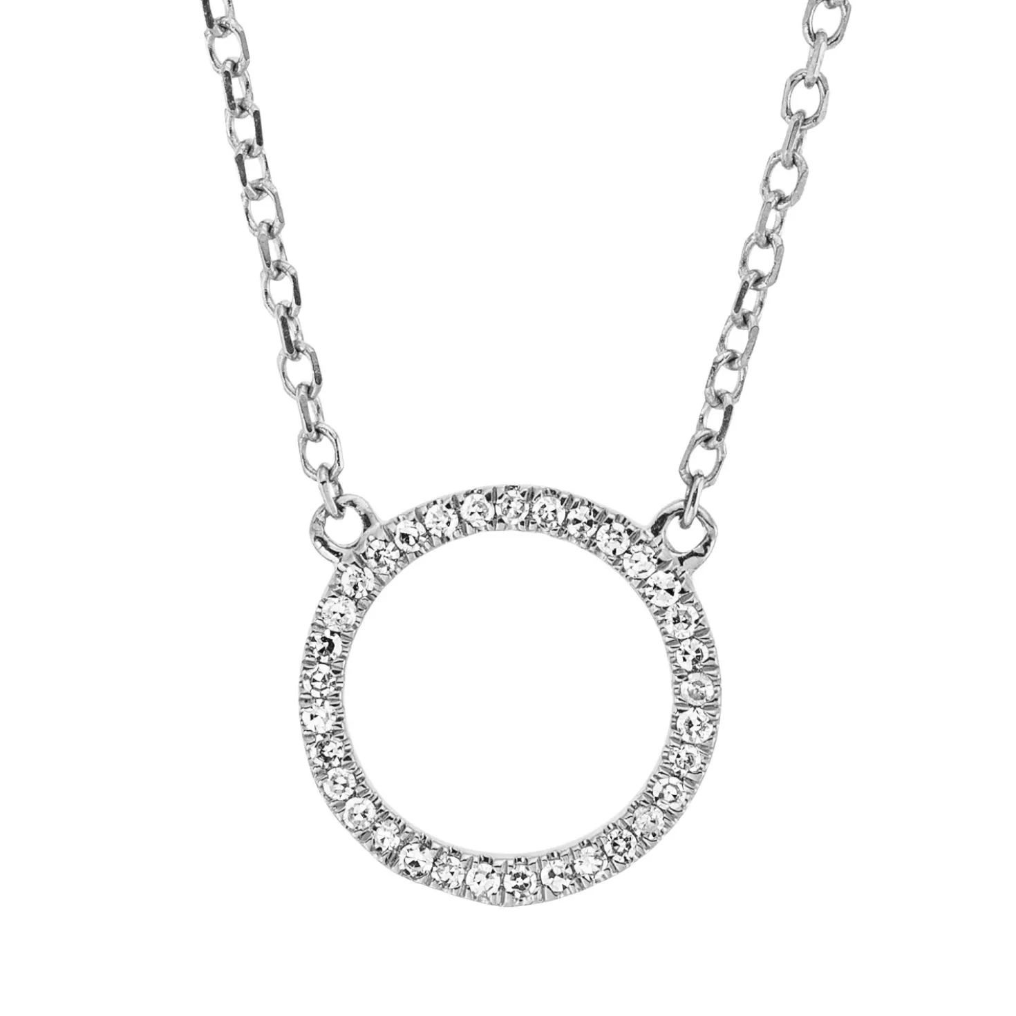 Collier Kreis aus 750 Gold Weißgold 33 Diamanten 0,05ct TW-SI L:45cm