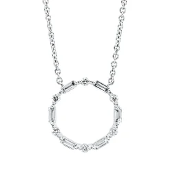 Collier Kreis aus 750 Gold Weißgold 12 Diamanten 0,36ct TW-SI L:42cm