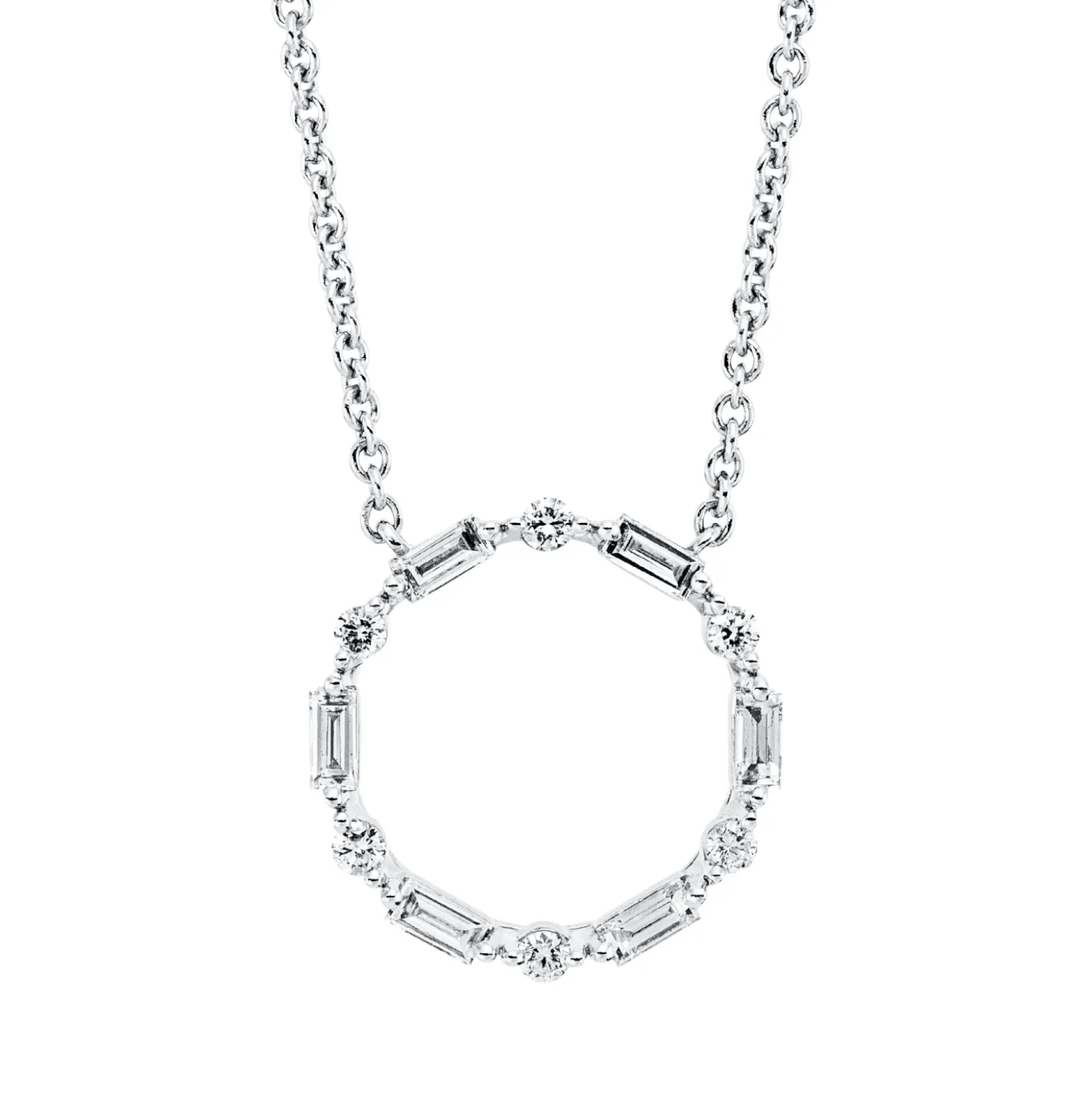 Collier Kreis aus 750 Gold Weißgold 12 Diamanten 0,36ct TW-SI L:42cm