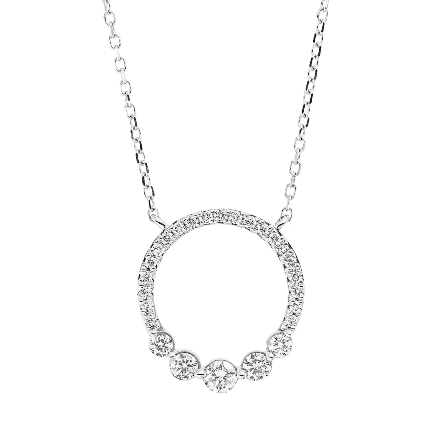 Collier Kreis aus 750 Gold Weißgold 26 Diamanten 0,36ct TW-SI L:45cm