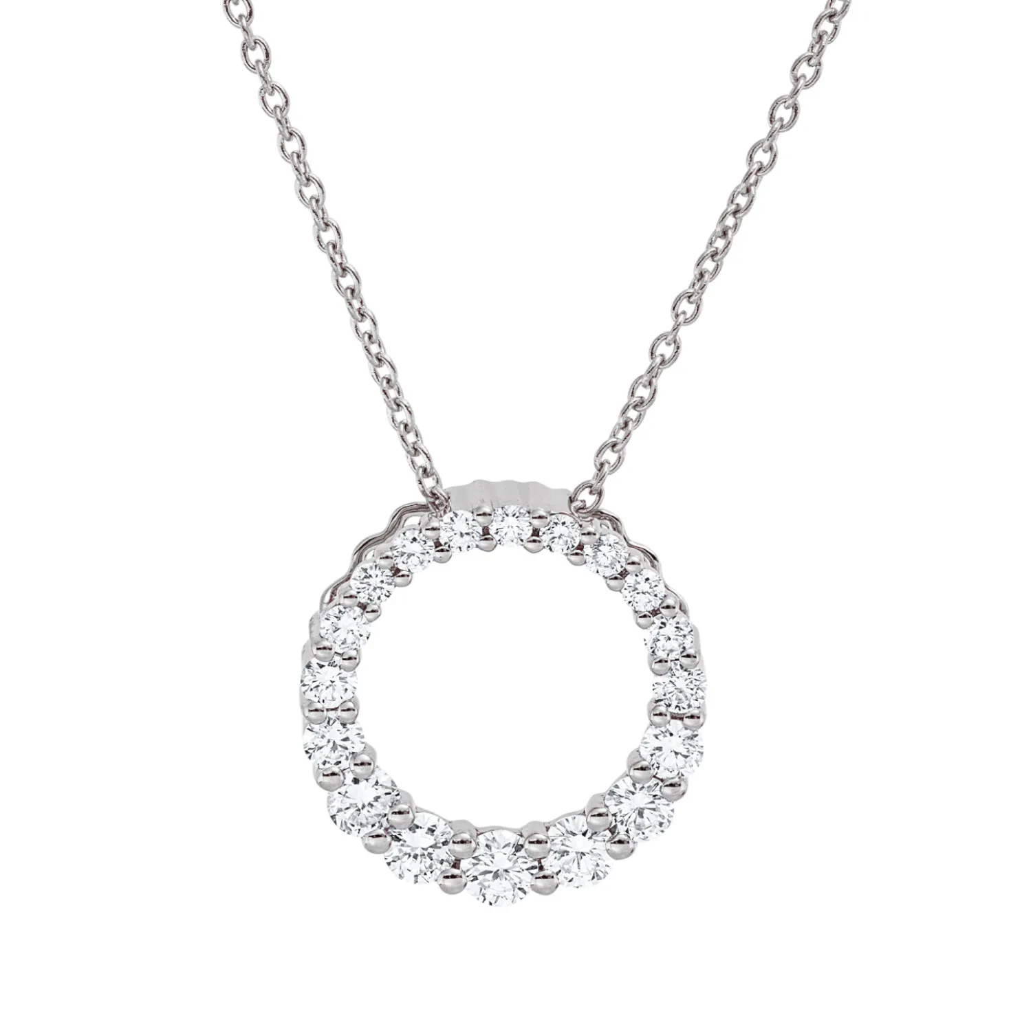 Collier Kreis aus 750 Gold Weißgold 18 Diamanten 0,49ct TW-SI L:45cm