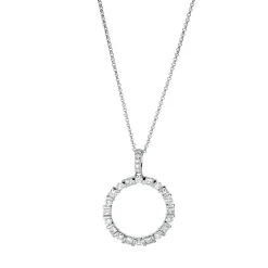 Collier Kreis aus 750 Gold Weißgold 25 Diamanten 0,75ct TW-SI L:45cm