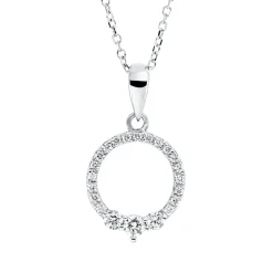 Collier Kreis aus 750 Gold Weißgold 22 Diamanten 0,22ct TW-SI L:45cm