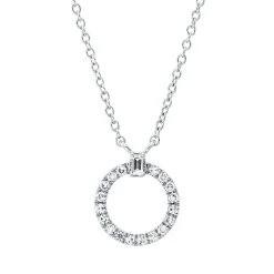 Collier Kreis aus 750 Gold Weißgold 19 Diamanten 0,11ct TW-SI L:45cm