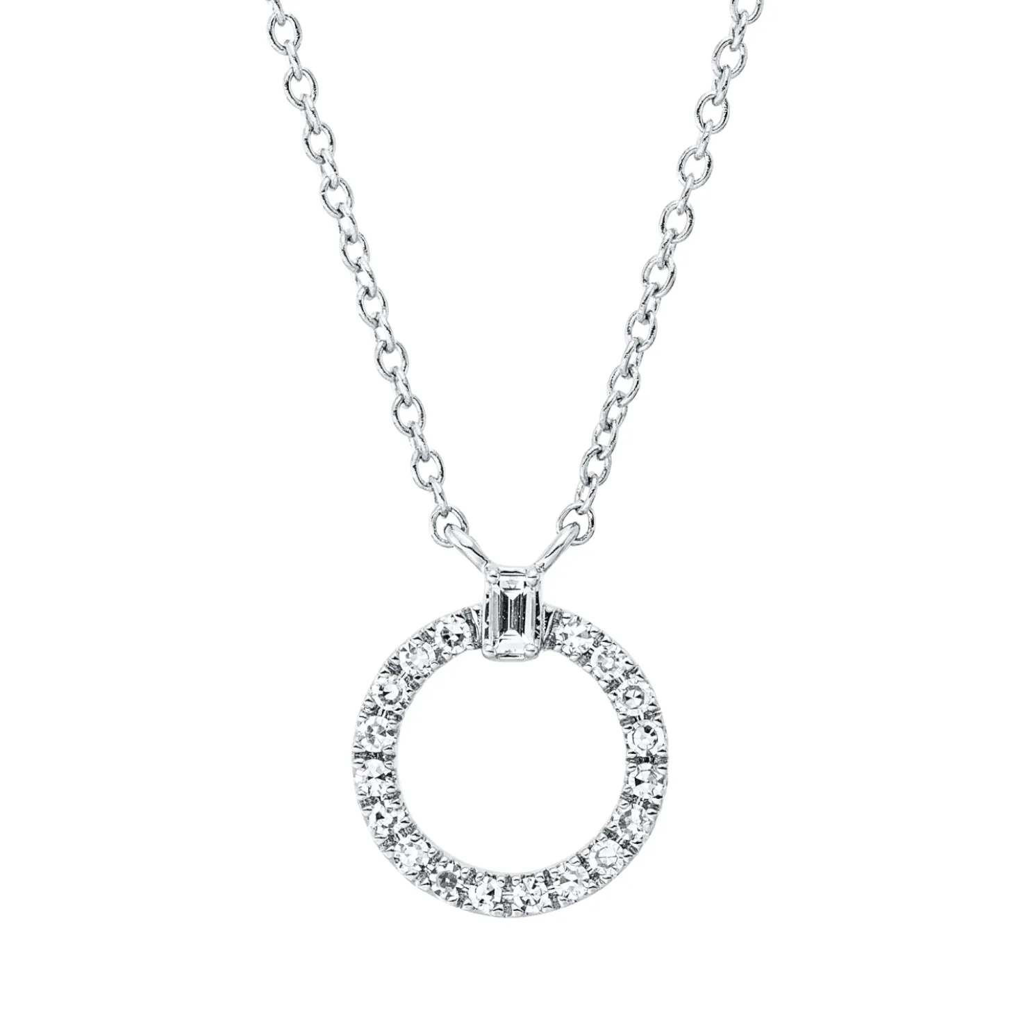 Collier Kreis aus 750 Gold Weißgold 19 Diamanten 0,11ct TW-SI L:45cm