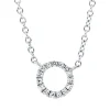 Collier Kreis aus 750 Gold Weißgold 15 Diamanten 0,04ct TW-SI L:45,7cm