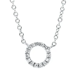 Collier Kreis aus 750 Gold Weißgold 15 Diamanten 0,04ct TW-SI L:45,7cm