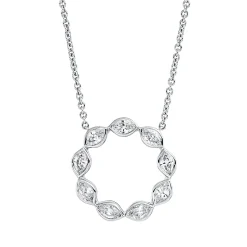Collier Kreis aus 750 Weißgold 9 Diamanten Navette-Schliff 0,78ct TW-SI L:42cm