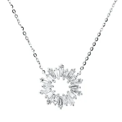 Collier Kreis aus 750 Weißgold 20 Diamanten Trapez-Schliff 0,51ct TW-SI L:45cm