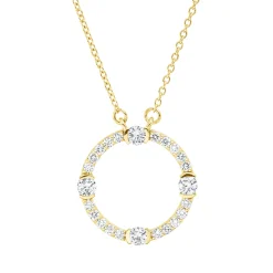 Collier Kreis 750 Gelbgold 24 Brillanten 0,48ct TW-SI L:45,7cm Fassung rhodiniert
