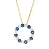 Collier Kreis 750 Rotgold 8 Saphire 1,08ct blau 8 Brillanten 0,26ct F-VSI L:45,7cm