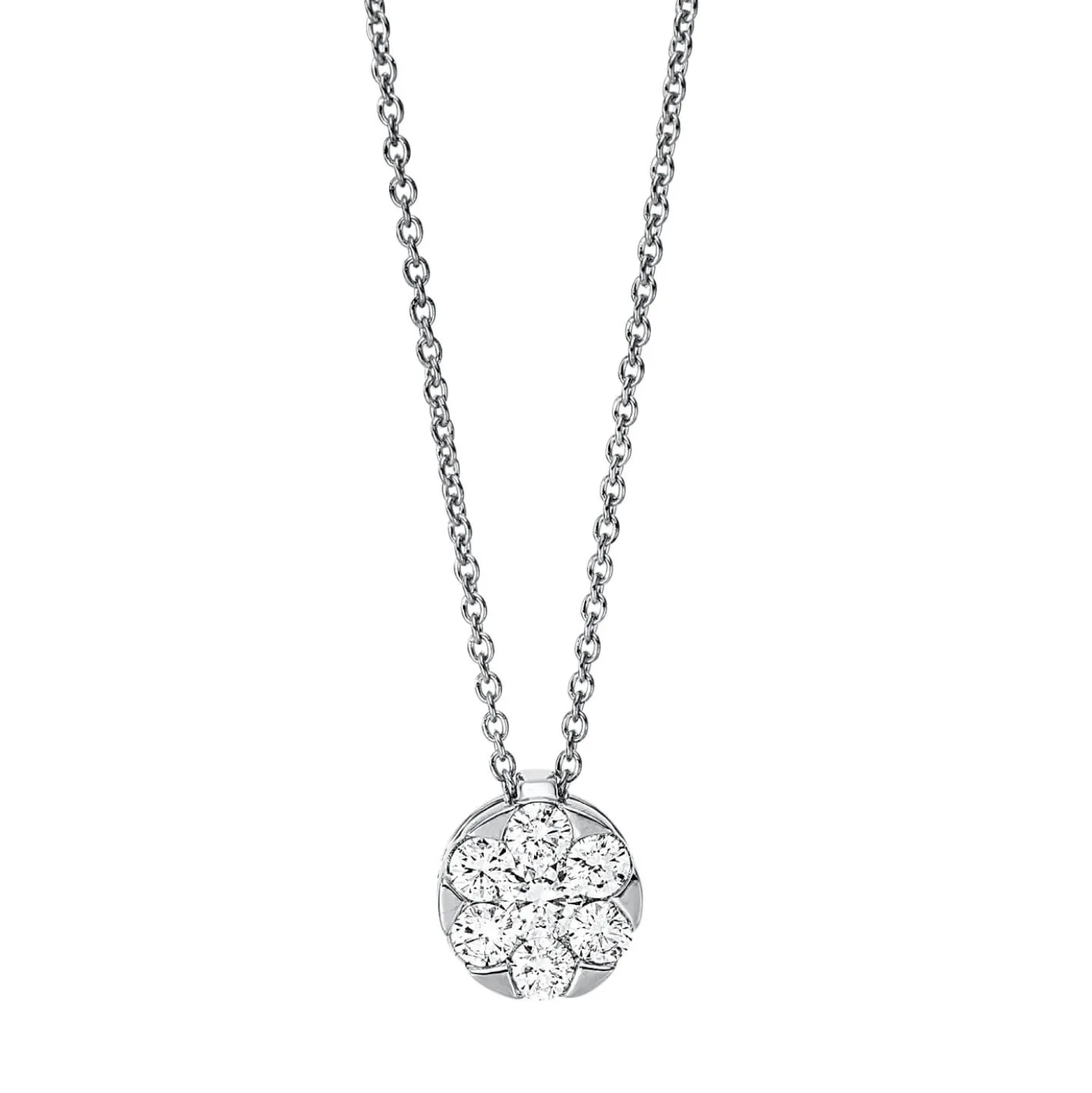 Collier Kreis 750 Weißgold 6 Brillanten 0,27ct TW-SI 1 Brillant 0,1ct TW-SI L:45cm