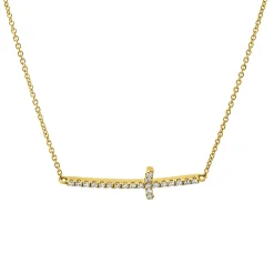 Collier Kreuz aus 750 Gelbgold 21 Brillanten 0,14ct TW-VSI/SI L:40,6cm