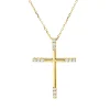 Collier Kreuz aus 750 Gelbgold 12 Brillanten 0,22ct TW-VSI/SI L:40,6cm