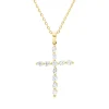 Collier Kreuz aus 750 Gold Gelbgold 11 Brillanten 0,5ct F-SI L:45cm